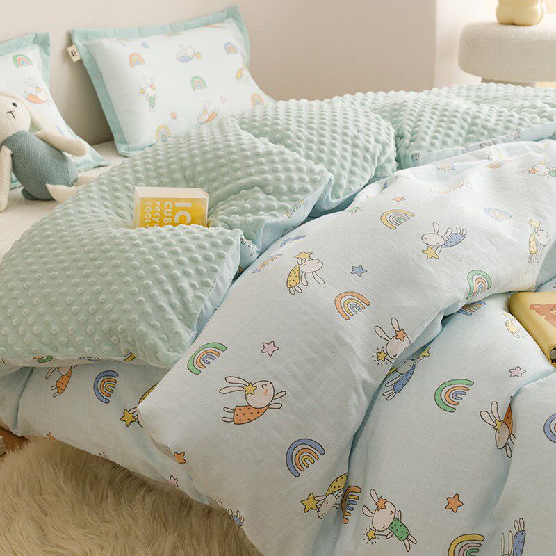 超柔小清新毛毯被单件全棉层纱布豆豆绒婴童单人保暖被罩毯子,床上用品,被套,淘宝优惠券,粉丝福利购,淘宝优惠卷