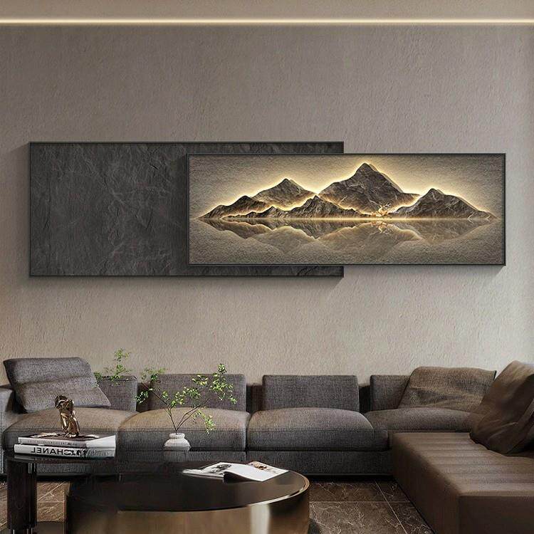 现EYE代轻有客厅装饰画背靠山沙发背奢景大墙壁画气高级感山水画