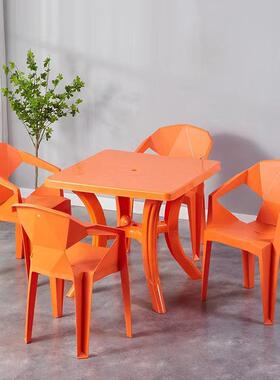 加厚塑料餐桌椅组合32165沙滩圆桌市方桌户外烧烤夜餐桌大凳排档