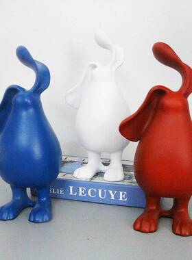 现艺代术脂树白色长装耳兔子摆件样板房售楼处PBQ客厅儿童房软饰