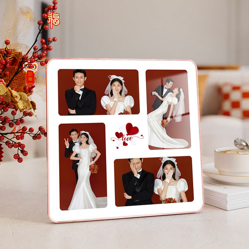 婚纱照摆台定制照片打印加相框洗全家福做成水晶相册画框装裱摆件