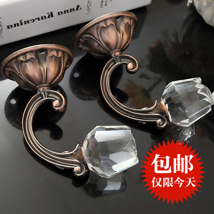 水晶窗帘挂钩墙钩壁钩绑球挂球绑绳衣帽钩高档欧式锌合金金属绑带