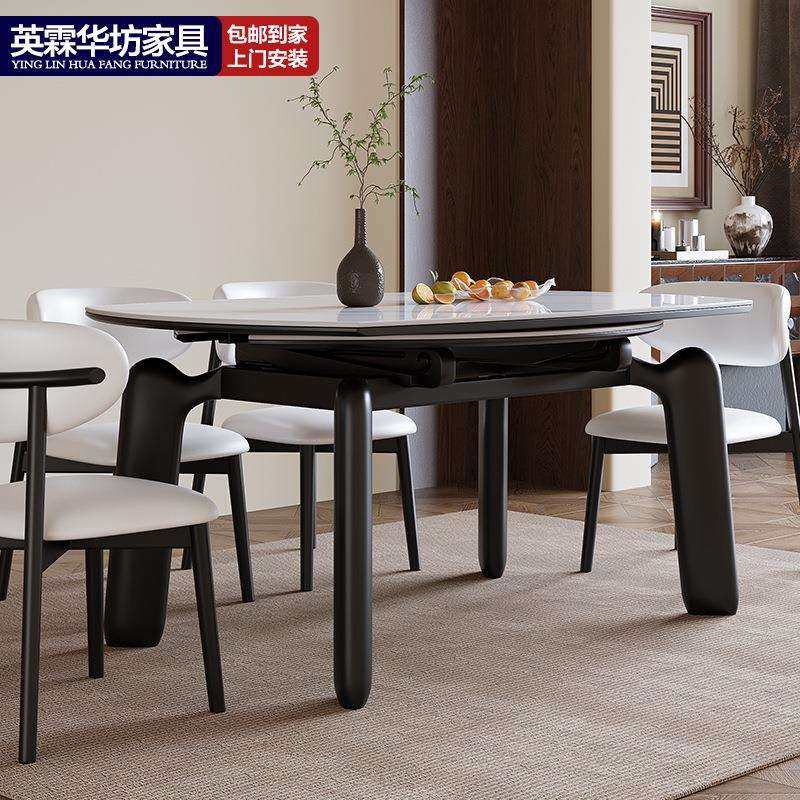 复古大象腿岩板餐桌椅实木可伸缩中古风北欧简约方圆两用餐厅饭桌,鲜花速递/花卉仿真/绿植园艺,割草机/草坪机,淘宝优惠券,粉丝福利购,淘宝优惠卷