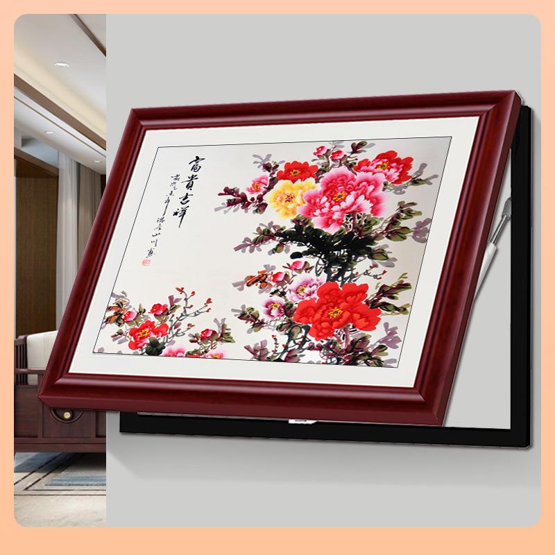 电表箱装饰画新中式推拉式遮挡电箱配电箱客厅花开富贵墙壁挂