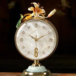 座钟台式钟表桌面软装时钟摆件客厅摆钟轻奢坐钟钟饰创意台钟