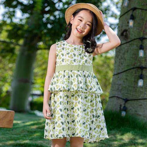 A460 Goods Summer Childrens Wear Floral Sleeve Skirt Large