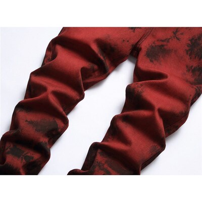 Sretch Tie Bleaching Dye Red Brick Sreet Fashion Fashion Jea