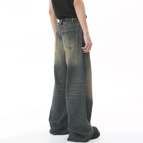 New Mens Baggy Straight Leg Wide Leg Jeans Male Fashion Vin