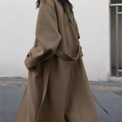 Winters Woolen Coats Elegant Lace-up Wool Outwear Women Sol