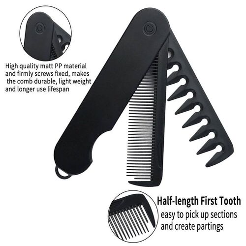 New 2 in 1 Pocket Folding Combs Plastic Wide Tooth Oil Head