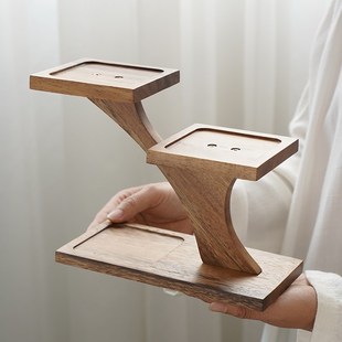 桌面多层小花架多肉实木胡桃木窗台阳台办公室茶具紫砂壶架子置物