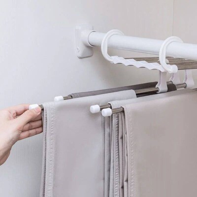 5 In 1 Magic Trouser Rack Hangers Stainless Steel Folding Pa