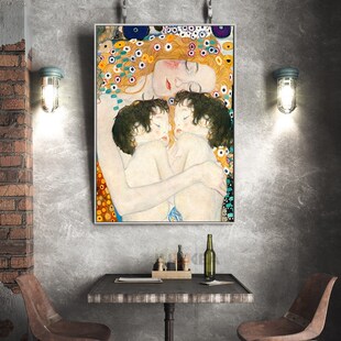 Famous Posters and Print Mother Love Twins Baby By Gustav Kl