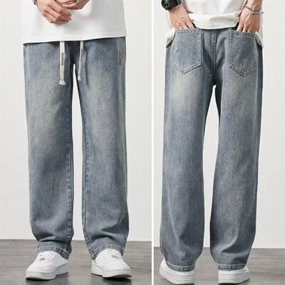 Non-deformed Men Gradient Color Jeans Versatile Mens