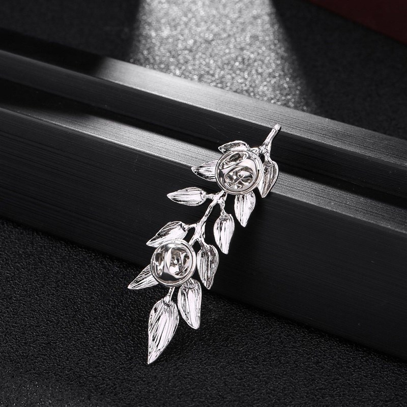 Korean Style Atmospheric Pin Large Metal Wheat Ear Mens Sui - 实物图