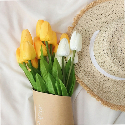 5pcs Tulip PU Artificial Flower Real Touch Bouquet Fake Flow