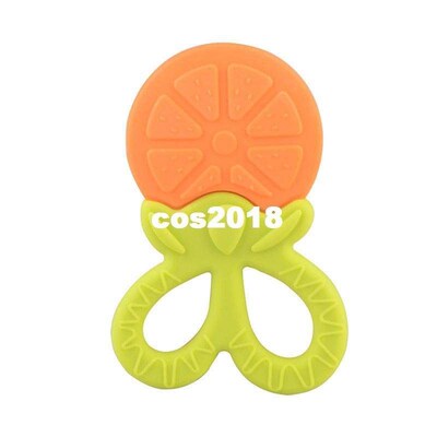 Safe Silicone Baby Teether Fruit Orane Shape Teeth Toy Baby
