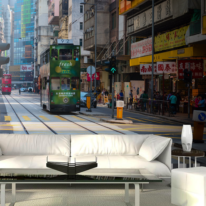 3D香港街景复古怀旧街道墙纸城市建筑壁画港式茶餐厅ktv壁纸定制,家装主材,定制壁画,淘宝优惠券,粉丝福利购,淘宝优惠卷