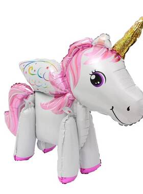 Cartoon three dimensional unicorn pony aluminum foil balloon
