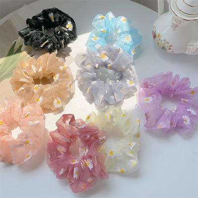 Woman Daisy Yarn Scrunchies Fashion Hair Ties Elastic Hairba