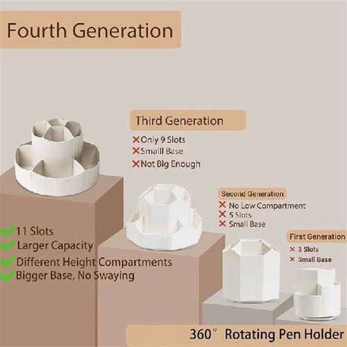 11 Slots 360 Degree Rotating Desk Organizer, Pencil Pen