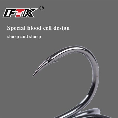 FTK 15-20pcs/pack High Carbon Steel Round Treble Hook Japan