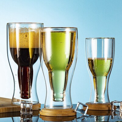 Creative cocktail wineglass mug Double wall mugs Beer wine G