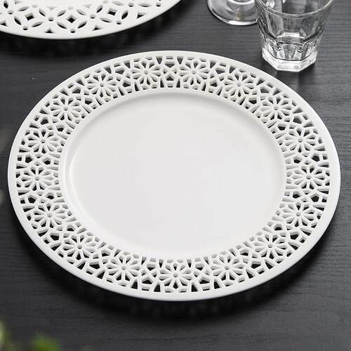 White Hollow Ceramic Flat Plate Dining Plate Pasta Dish