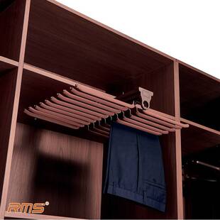 MS衣抽拉式柜架顶装R裤架伸裤抽缩阻尼滑轨裤拉出式裤架衣帽间收