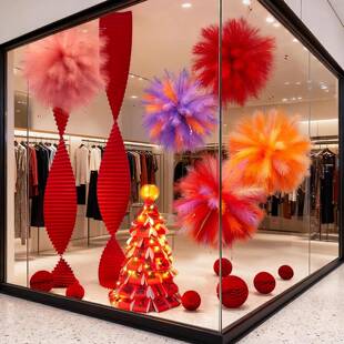 新场景氛元 围布置道2年026春节烟花旦商场新年美LYJ陈拍照店铺装