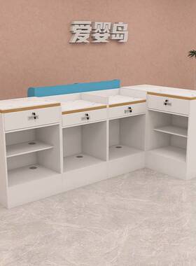 母婴店吧收银台小型超零便利店收银柜17-灰色台市简约现代食店转