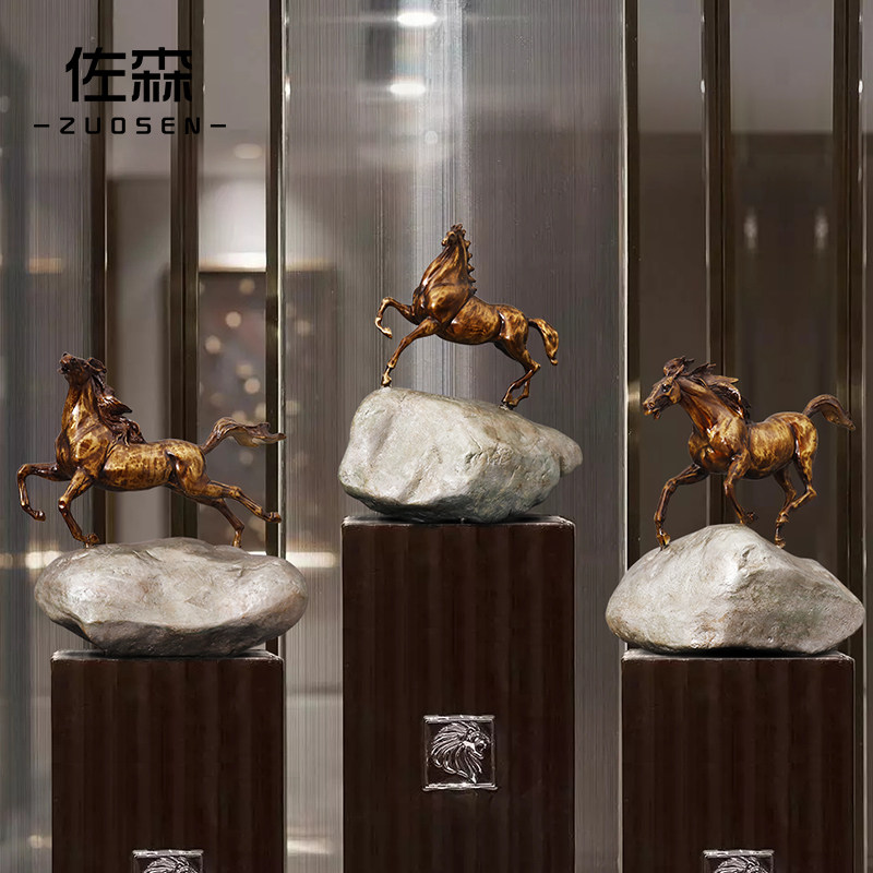 佐森 马到成功 铜马摆件工艺品客厅办公室装饰品乔迁开业招财礼品