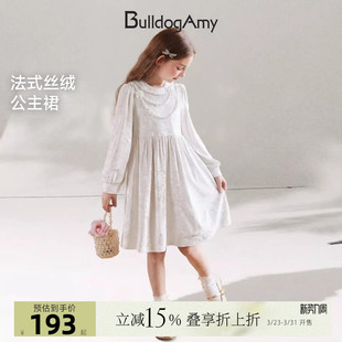 洋气儿童优雅裙子 新款 BulldogAmy女童公主法式 丝绒连衣裙2026春季