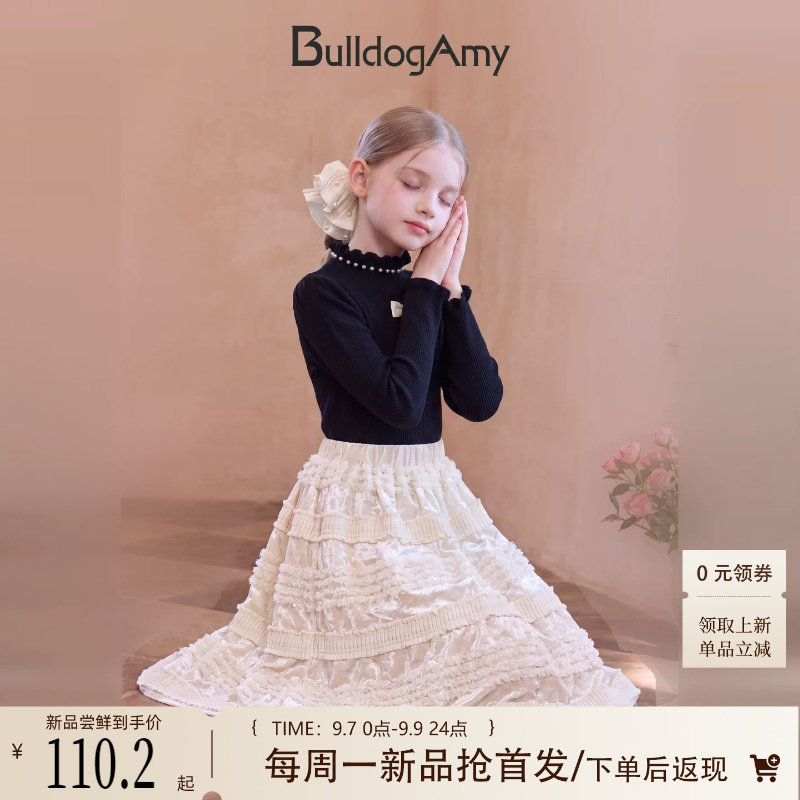 女童黑色半高领毛衣秋装新款