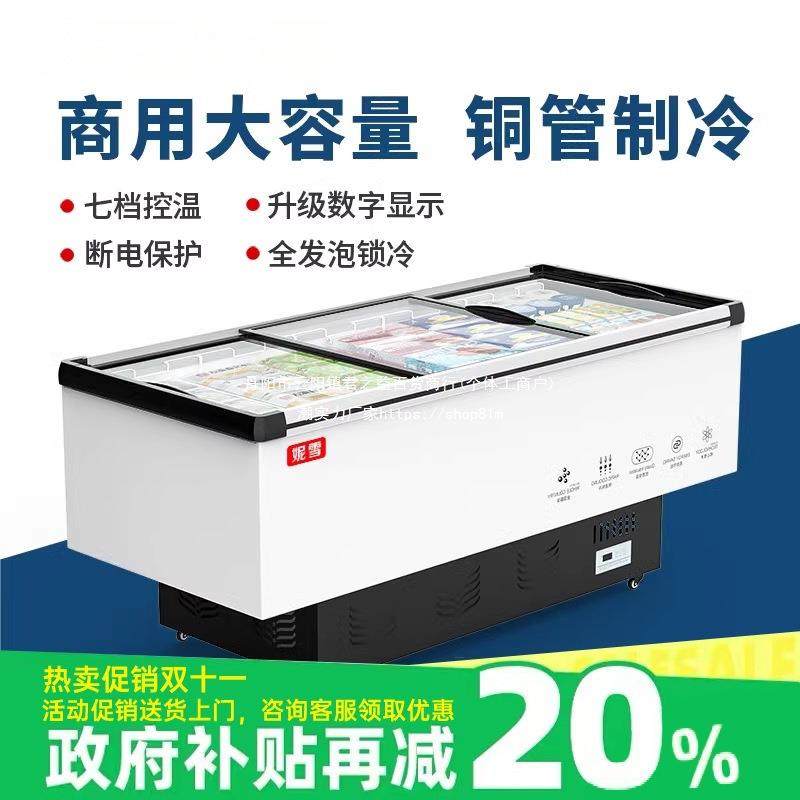 冰柜商用大容量冷柜冰箱冷藏展示柜保鲜冷冻两用岛柜卧式玻璃雪柜