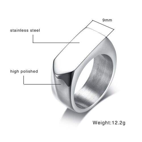 Flat-Top Ring for Men Stainless Steel Male Jewellery West B
