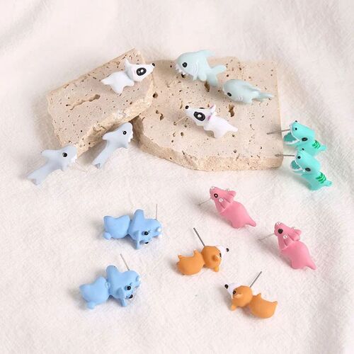 2pcs/1pair Animal Cartoon Stud Earring For Women Cute Dinosa