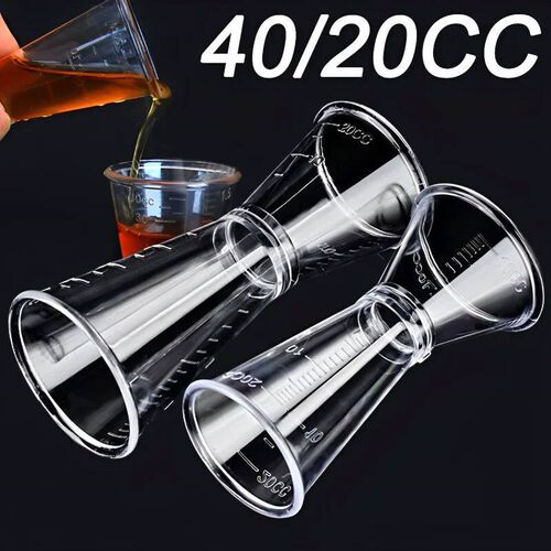 Double Transparent Jigger Ounce Cup 10/20ml or 20/40ml Plast