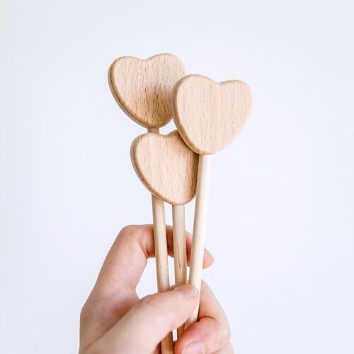 2PC Beech Wooden Star Toy Diy Baby Magic Wands Toys Five-poi