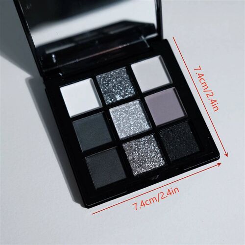 9 Colors Eye shadow Palette, Dark Black Grey Silvery Color S