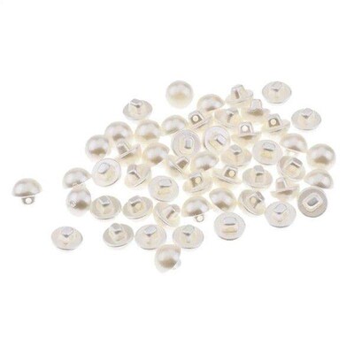 2X 50 Pieces Plastic Semicircle Pearl Buttons for DIY