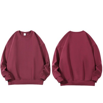 380g Large Terry Round Neck Sweater Shoulder Drop Solid Colo