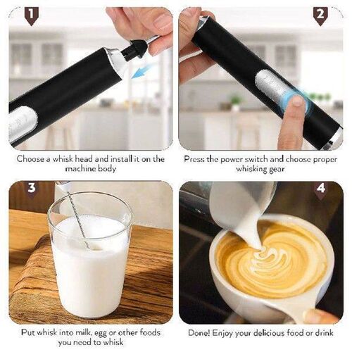 Plastic Stainless Electric Whisk Milk Frother Handheld