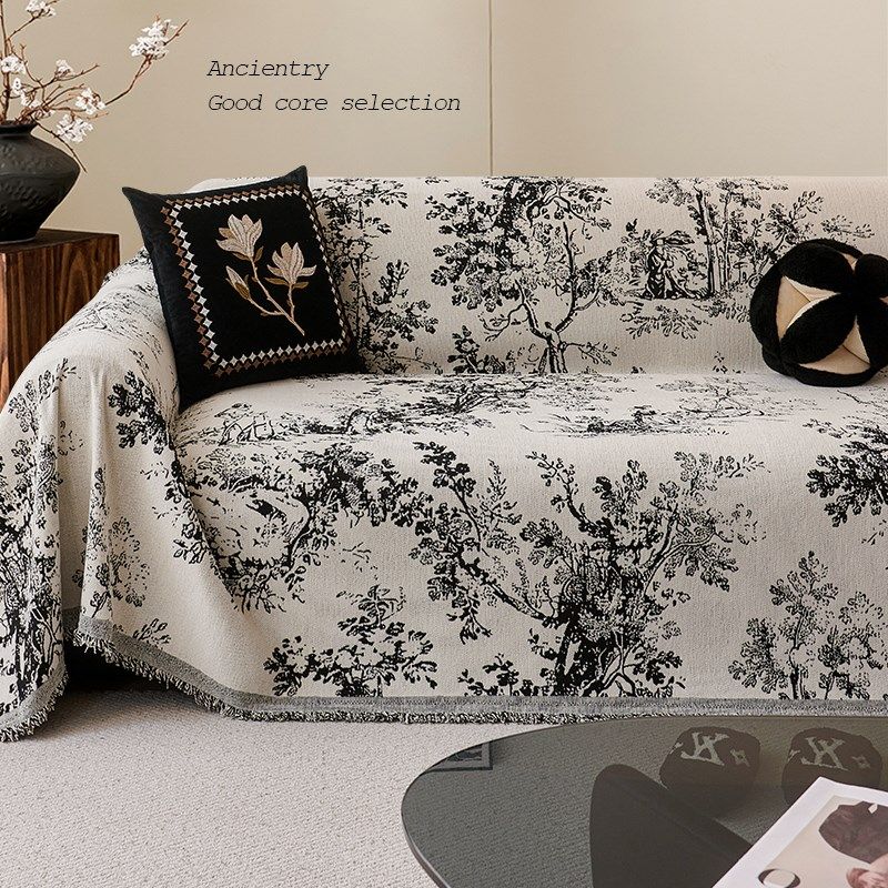 20新款中古风四季通用沙发盖布巾一整张防滑防猫抓沙发罩毯子,居家布艺,沙发垫,淘宝优惠券,粉丝福利购,淘宝优惠卷