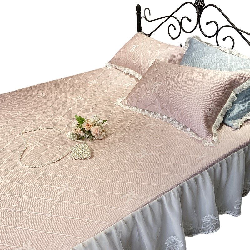 夏季冰丝凉席三件可机洗公主风床裙高端冰豆豆空调凉席子20新款,床上用品,冰丝席,淘宝优惠券,粉丝福利购,淘宝优惠卷