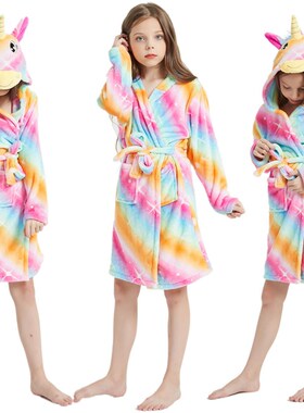 2021 Kids Unicorn Bath Robes Winter Childrens Bathrobe Kigu