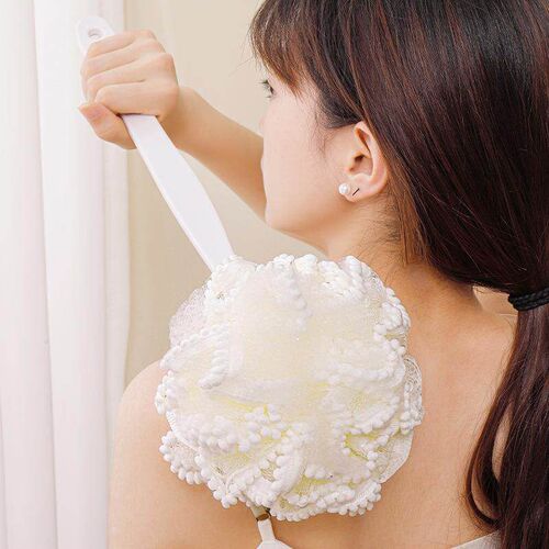 Long-Handle Cotton Bath Brush with Extra Large Loofah, Home