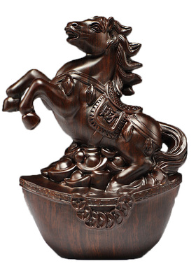 实木马摆件中式黑檀木雕马到成功办公室桌装饰家居送礼红木工艺品