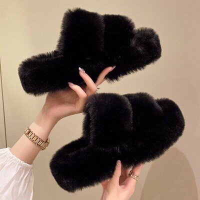 Winter Fluffy Slippers Women 2023 New House Home Fur Slipper