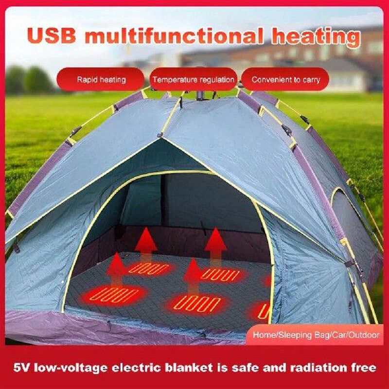 USB Electric Heating Pad Portable 6 Heated Areas Camping